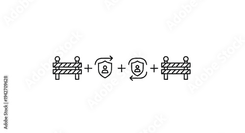 Security Barrier and Protection Symbol Combination.