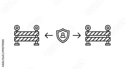 Security Barrier and Protection Shield Iconography.