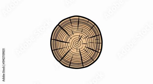 Stylized illustration of a tree trunk cross-section with visible rings