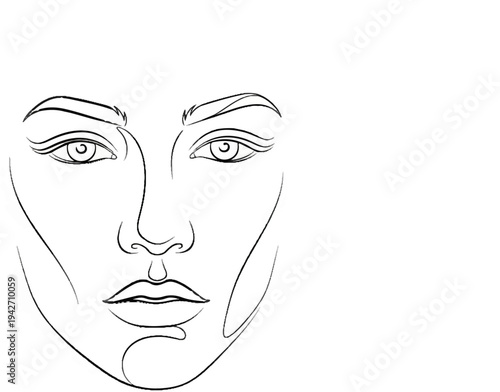 Elegant sketch of a woman's face, rendered in continuous line art