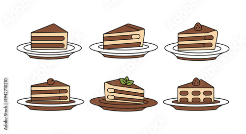 Tiramisu Plate Line art vector clean modern artistic abstract illustration