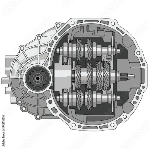 automotive transmission gearbox technical vector illustration