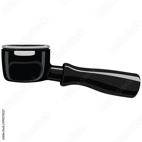 Black Espresso Portafilter Flat Vector Illustration Template