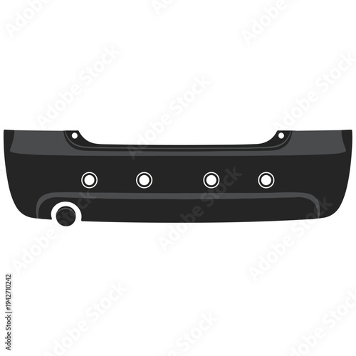 black car rear bumper flat vector template