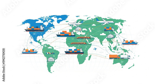 Global Shipping and Trade Routes Map.
