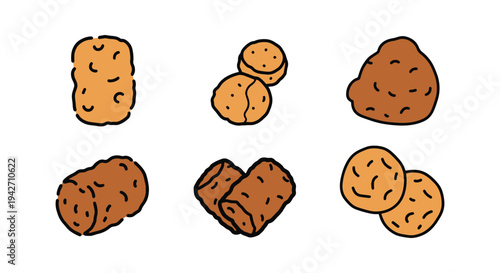 Tater Tots Line art vector modern colorful abstract artwork illustration