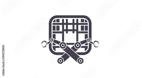 Robotic arms manipulating a grid structure with precision.