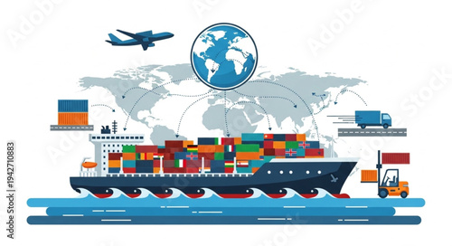 Global Shipping Cargo Ship Transportation.
