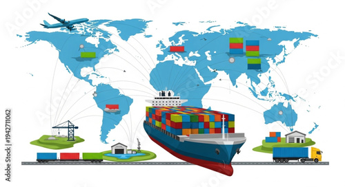 Global Shipping Cargo Ship Transportation.