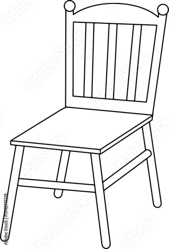 “Detailed black ink line illustration of a racing style gaming chair with headrest holes, curved back support, armrests and five wheel base, symmetrical front view, vector outline style.”