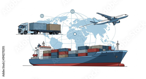 Global Shipping Cargo Ship Transportation.