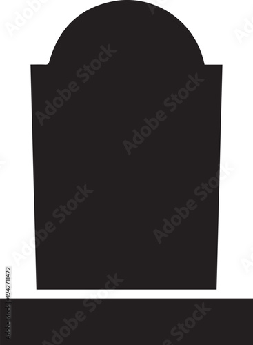 Simple gravestone vector silhouette illustration, line art tombstone design element concept