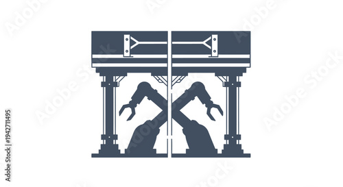 Robotic Arms Working Together in Industrial Setting.