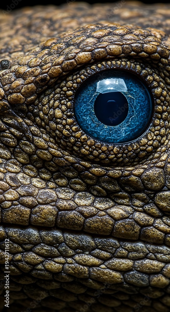 Naklejka premium Sapphire Gaze: Reptile Eye Macro