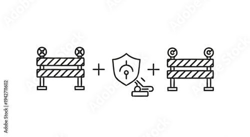 Security Barrier and Shield Iconography.