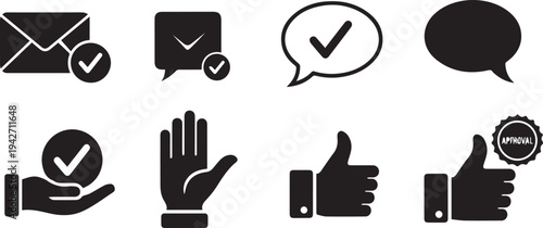 Approval and Message Vector Icon Set         