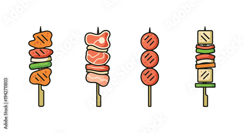 Thai Skewer Line art vector dynamic creative abstract illustration