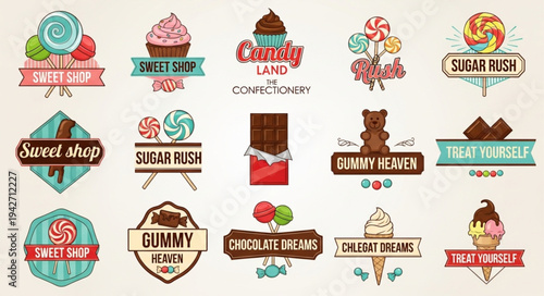Sweet Shop Logos Collection - Colorful Candy and Dessert Designs.