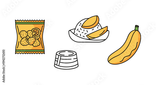Thai Snacks Line art vector clean contemporary abstract style