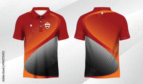 red and black polo sport shirt sublimation jersey template