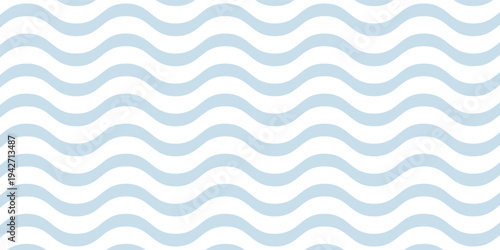 Seamless Wave Pattern, Hand drawn water sea vector background. Wavy beach print, curly grunge paint lines, watercolor stripes