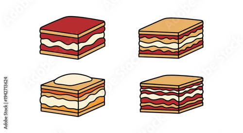 Lasagna Line art vector set creative bold abstract illustration