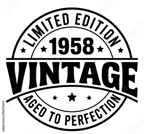 The image features a circular design with the words 1952 and vintage in bold letters.