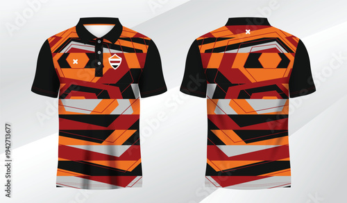 red and black polo sport shirt sublimation jersey template