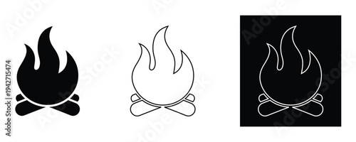 Fire icons in different styles on white background