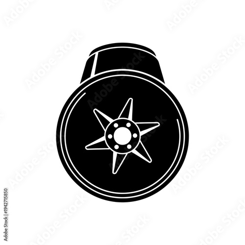 A stark black silhouette of a sheriff s badge with a prominent star design silhouette