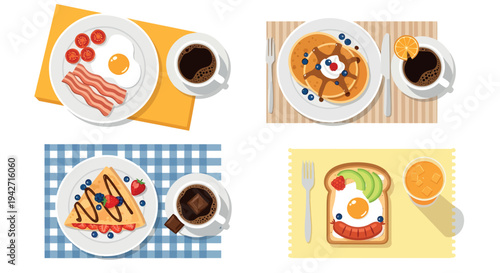 Breakfast Table Top View Vector