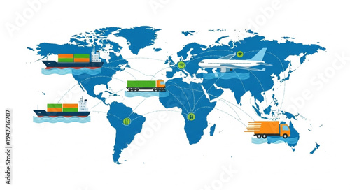 Global Shipping Routes and Cargo Ships.