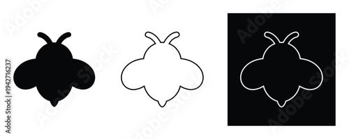 Three ladybug icons in different styles on white background for design projects