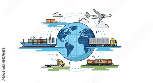 Global Transportation Modes Around Earth.