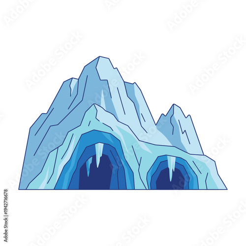 Stylized Iceberg Cave Entrance with Icicles.