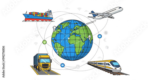 Global Transportation Modes Around Earth.