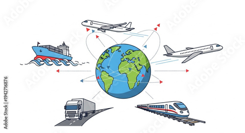 Global Transportation Modes Around World.