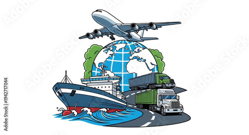Global Transportation Modes Illustration.