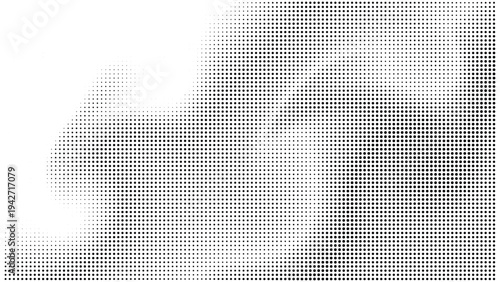 Grunge halftone gradient texture. Black pixel distress backdrop. Weathered grit noisy background. Damaged glitched print overlay. Fading gritty sandy wallpaper. Vector smudged halftone grange texture