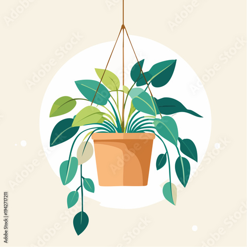 Potted Hanging Plant Illustration for Home Decor and Greenery