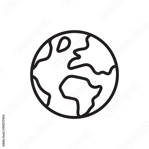 Globe Line Icon – World Earth Editable Vector