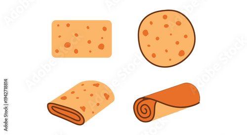 Lavash Line art vector set elegant soft pastel color illustration