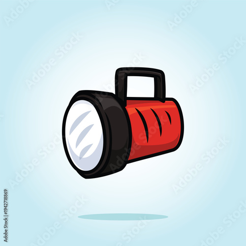 Red Flashlight Cartoon Icon Vector Illustration. Isolated background.
