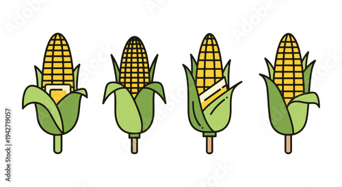 Street Corn Cob Line art digital abstract colorful vector