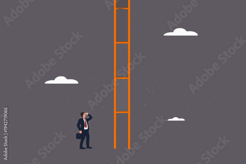 Business Man Looking Up Ladder