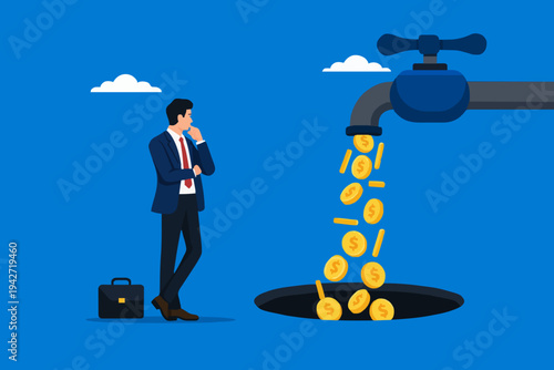 Business Man and Money Flow