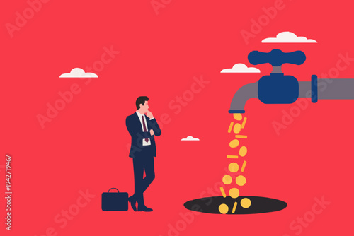 Business Man and Money Flow