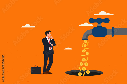 Business Man and Money Flow