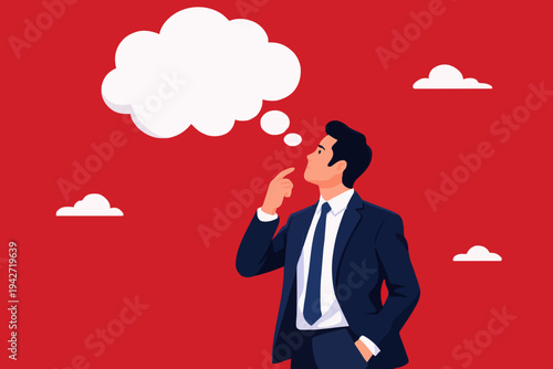 Thinking Man With Thought Bubble