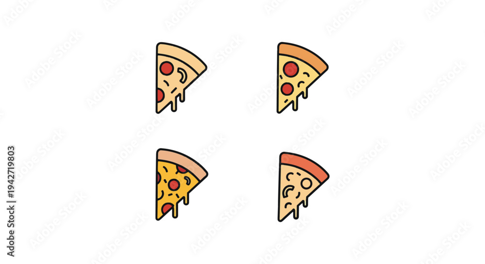 Fototapeta premium Street Pizza Slice Line art modern colorful abstract style illustration